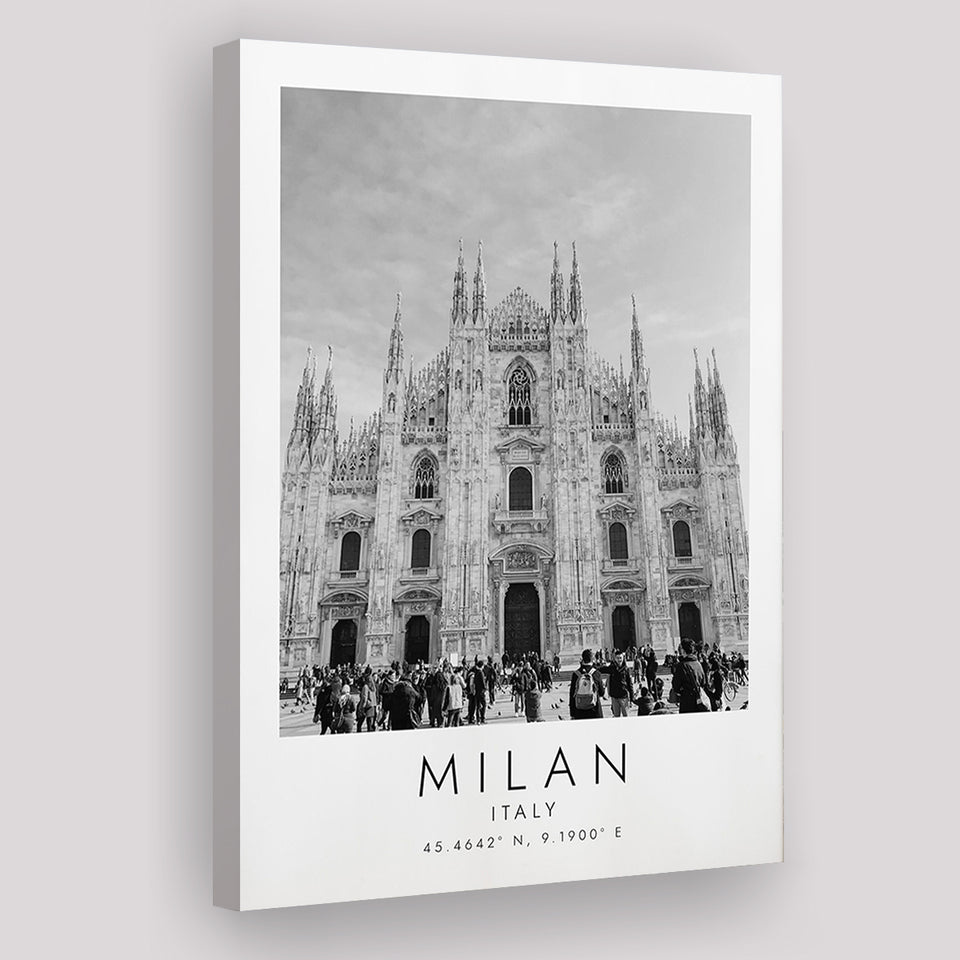Milan Italy Black And White Art Canvas Prints Wall Art Home Decor