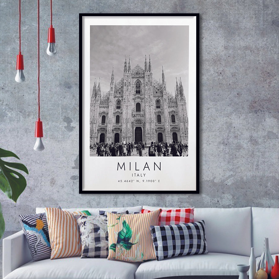 Milan Italy Black And White Art Framed Art Prints Wall Art Decor, Framed Picture
