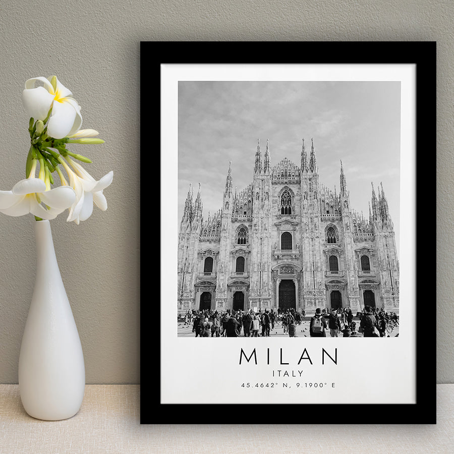 Milan Italy Black And White Art Framed Art Prints Wall Art Decor, Framed Picture