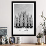 Milan Italy Black And White Art Framed Art Prints Wall Art Decor, Framed Picture