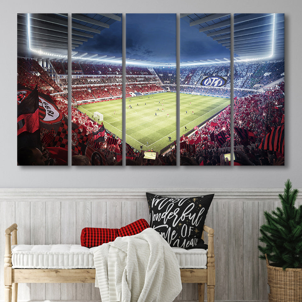 Milan San Siro Stadium, Stadium Canvas, Sport Art, Gift for him, Multi Panels B, Canvas Prints Wall Art Decor