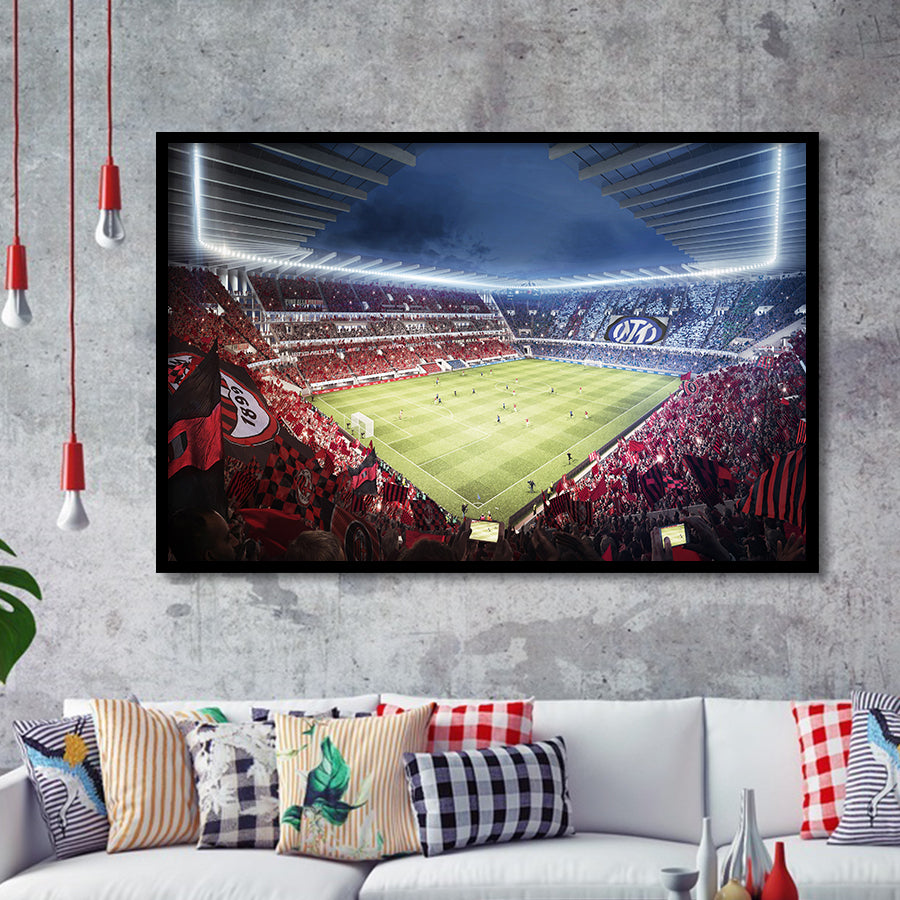 Milan San Siro Stadium, Stadium Canvas, Sport Art, Gift for him, Framed Art Prints Wall Art Decor, Framed Picture