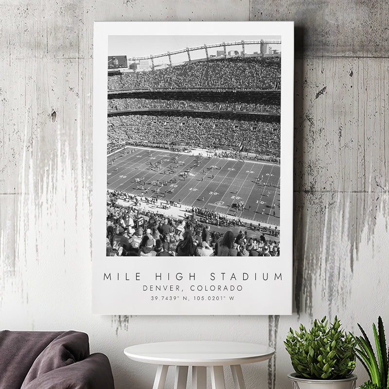Mile High Stadium Denver Broncos Football Lovers Black And White Art Canvas Prints Wall Art Home Decor
