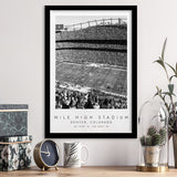 Mile High Stadium Denver Broncos Football Lovers Black And White Art Framed Art Prints Wall Art Decor, Framed Picture