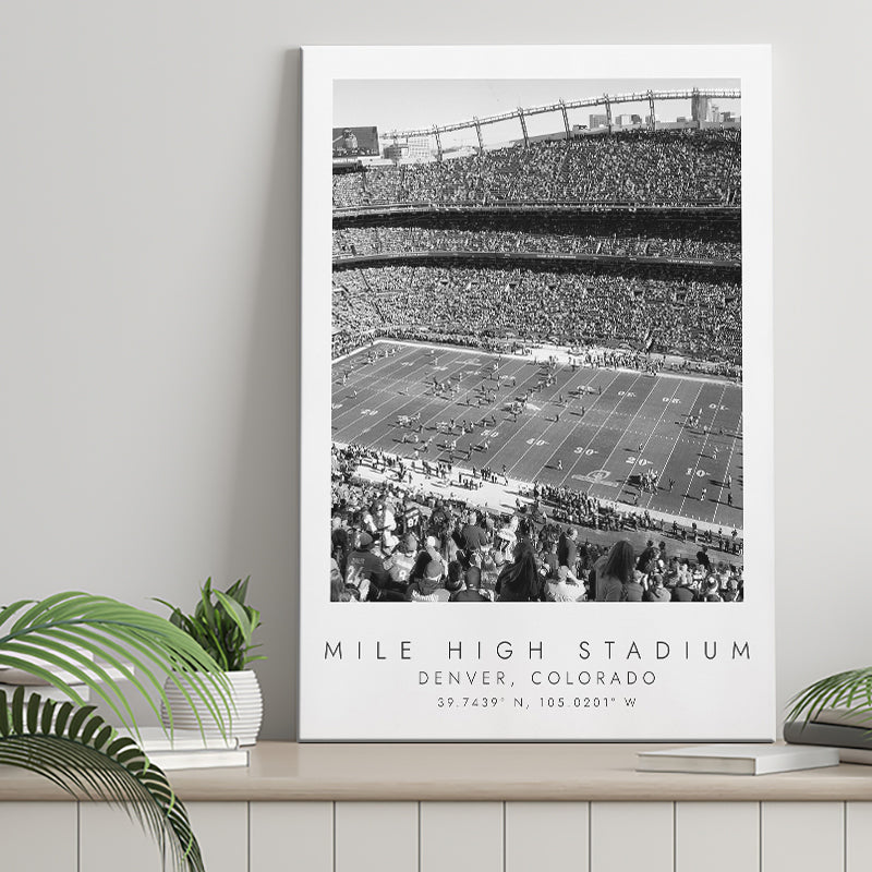 Mile High Stadium Denver Broncos Football Lovers Black And White Art Canvas Prints Wall Art Home Decor