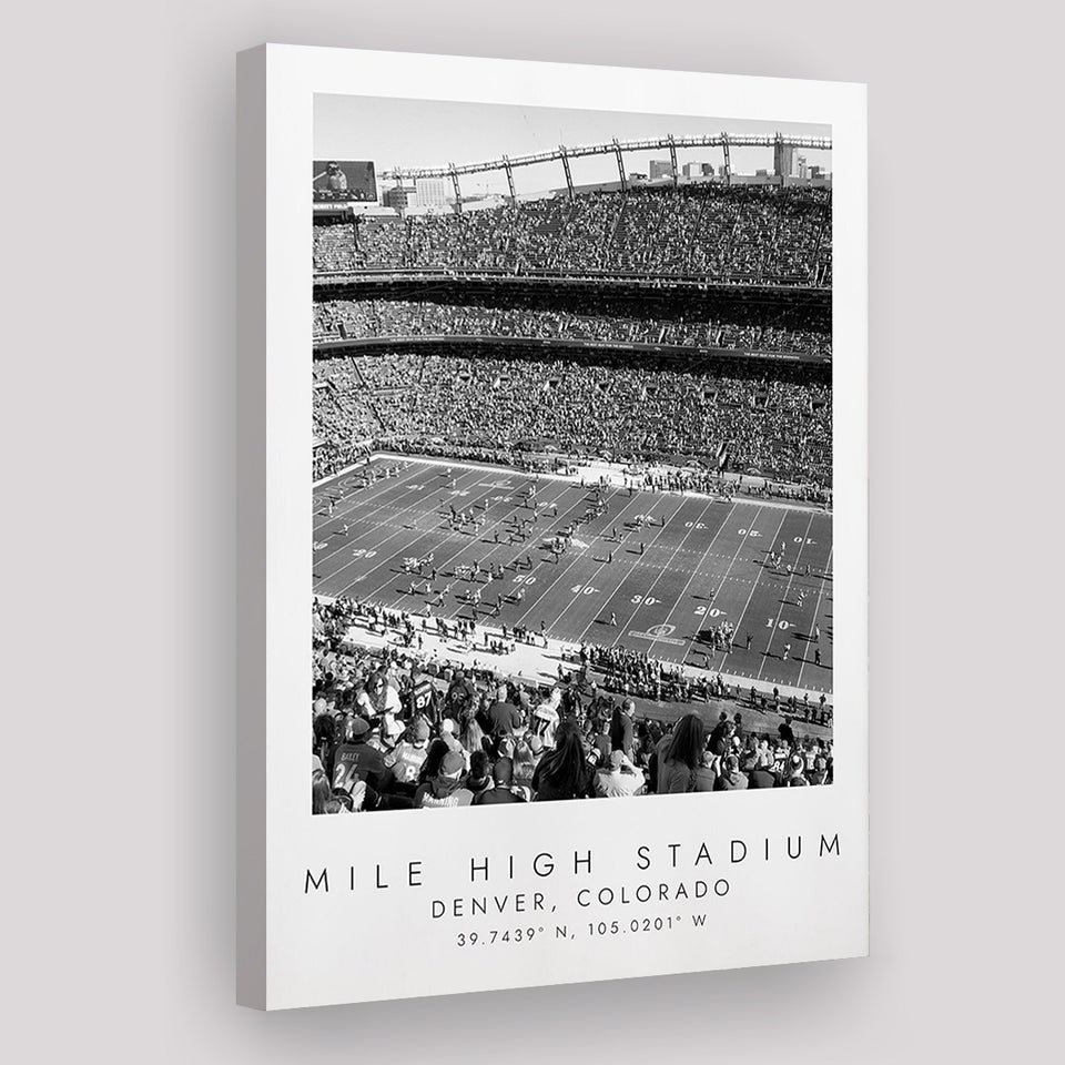 Mile High Stadium Denver Broncos Football Lovers Black And White Art Canvas Prints Wall Art Home Decor