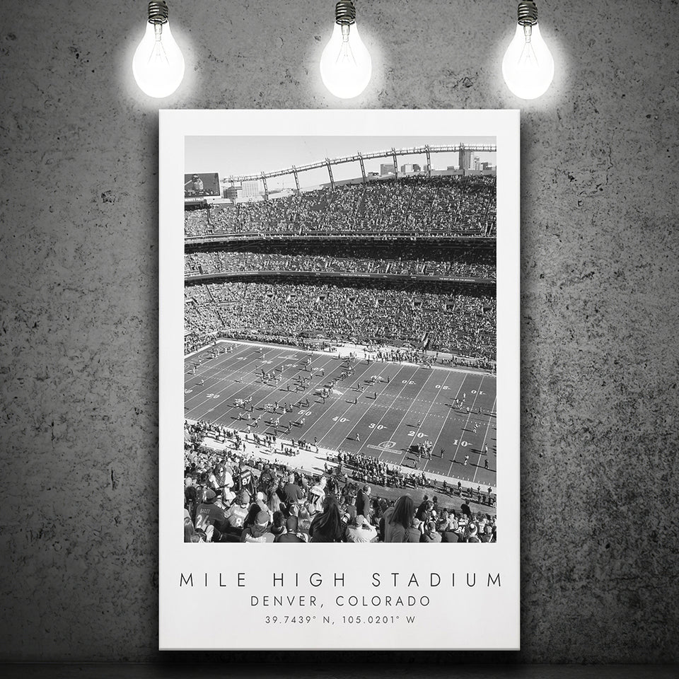 Mile High Stadium Denver Broncos Football Lovers Black And White Art Canvas Prints Wall Art Home Decor