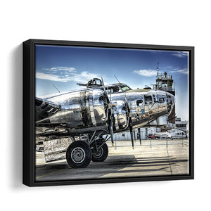 Military Aircraft B-17 Plane Canvas Wall Art - Framed Art, Framed Canvas, Painting Canvas