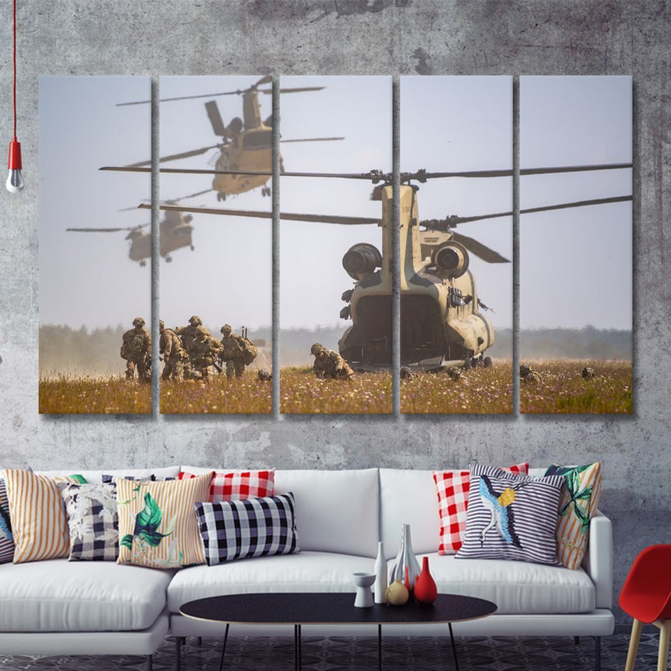 Military Freeze 5 Pieces B Canvas Prints Wall Art - Painting Canvas, Multi Panels,5 Panel, Wall Decor
