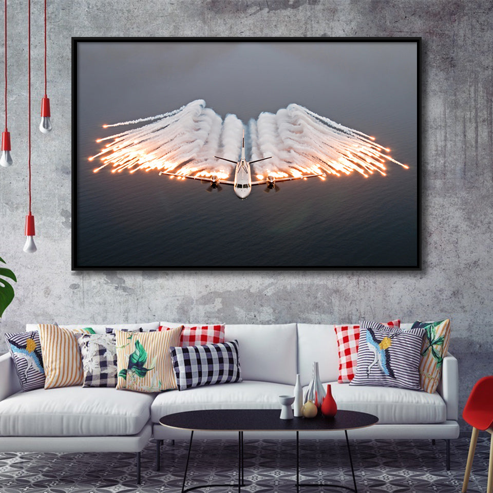 Military Plane Air Force Framed Canvas Prints Wall Art Decor - Painting Canvas, Black Framed Picture