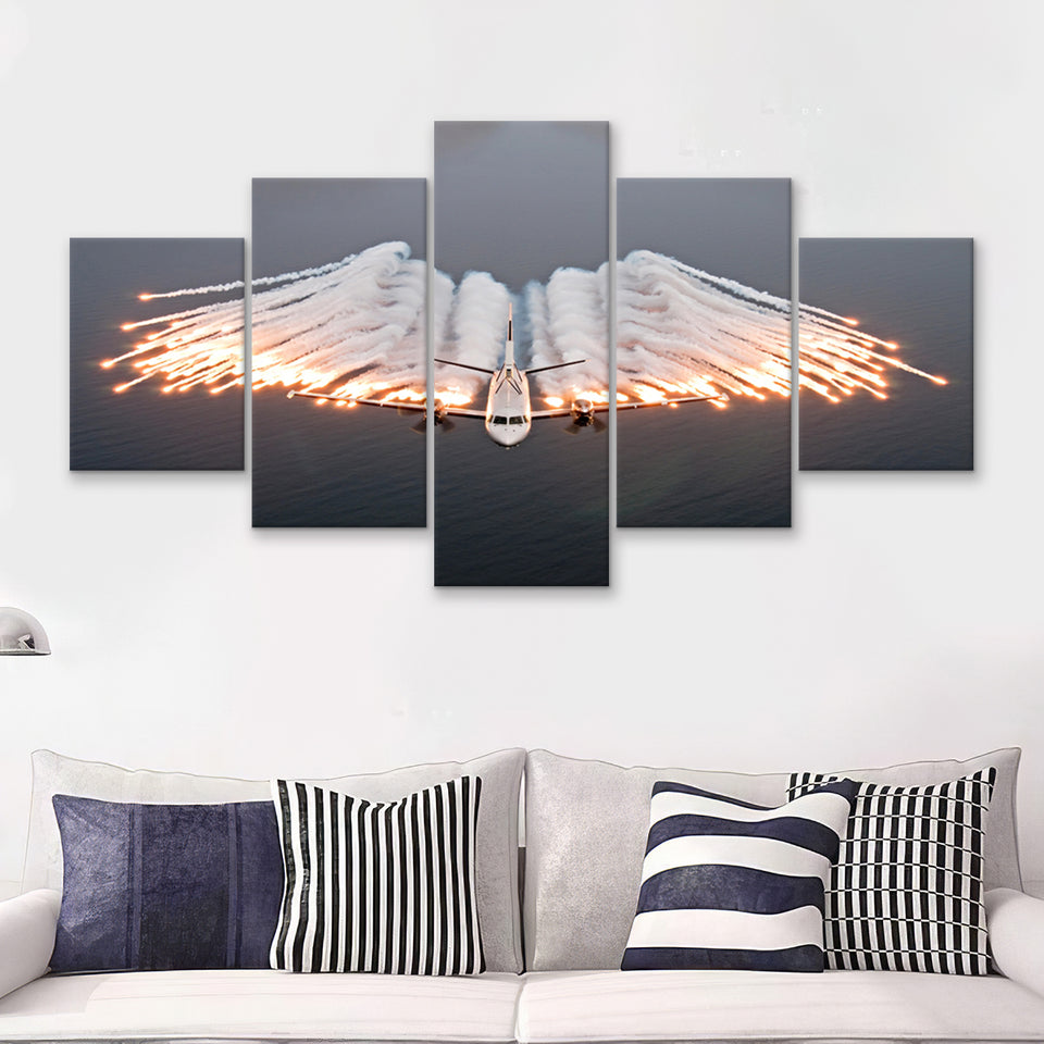 Military Plane Air Force 5 Piece Canvas Prints Wall Art Decor - Painting Canvas, Multi Panels
