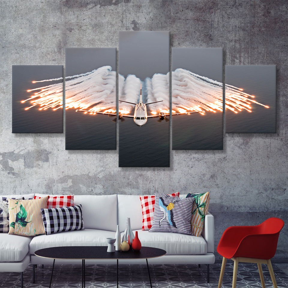 Military Plane Air Force 5 Piece Canvas Prints Wall Art Decor - Painting Canvas, Multi Panels