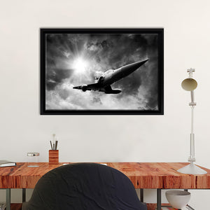 Military Airplan On The Speed Framed Canvas Wall Art - Framed Prints, Canvas Prints, Prints for Sale, Canvas Painting