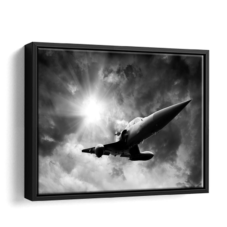 Military Airplan On The Speed Framed Canvas Wall Art - Framed Prints, Canvas Prints, Prints for Sale, Canvas Painting