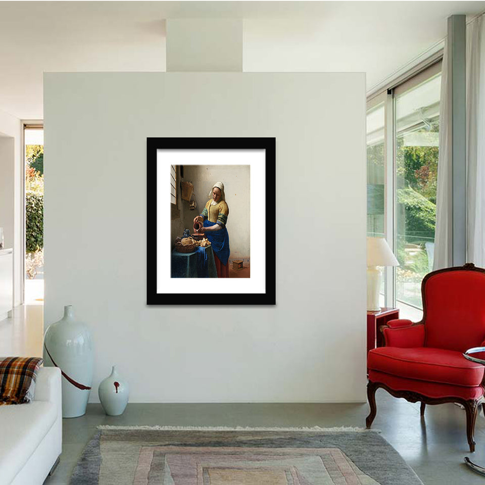 Milkmaid By Jan Vermeer-Canvas Art,Art Print,Framed Art,Plexiglass cover