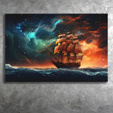 Milkyway Galaxy Pirate Ship Canvas Prints Wall Art Home Decor, Painting Canvas, Living Room Wall Decor