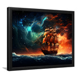 Milkyway Galaxy Pirate Ship Framed Art Prints Wall Decor, Painting Art, Framed Picture