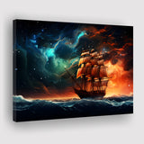 Milkyway Galaxy Pirate Ship Canvas Prints Wall Art Home Decor, Painting Canvas, Living Room Wall Decor