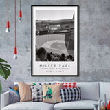 Miller Park Milwaukee Brewers Baseball Lovers Black And White Art Framed Art Prints Wall Art Decor, Framed Picture