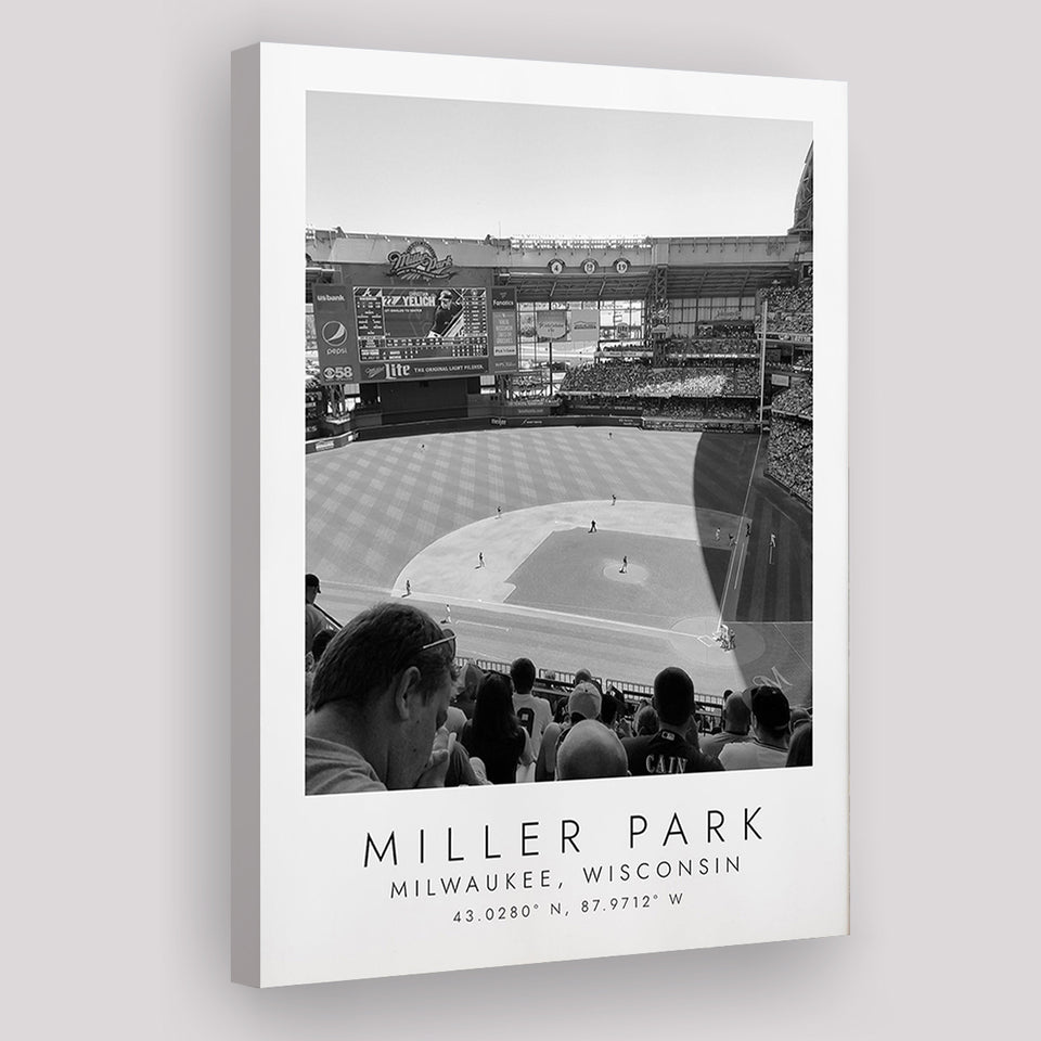 Miller Park Milwaukee Brewers Baseball Lovers Black And White Art Canvas Prints Wall Art Home Decor