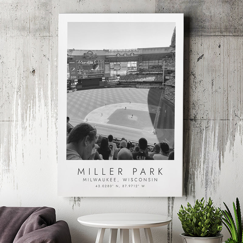 Miller Park Milwaukee Brewers Baseball Lovers Black And White Art Canvas Prints Wall Art Home Decor