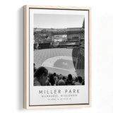 Miller Park Milwaukee Brewers Baseball Lovers Black And White Art Framed Canvas Prints Wall Art Home Decor, Floating Frame
