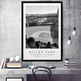 Miller Park Milwaukee Brewers Baseball Lovers Black And White Art Framed Art Prints Wall Art Decor, Framed Picture