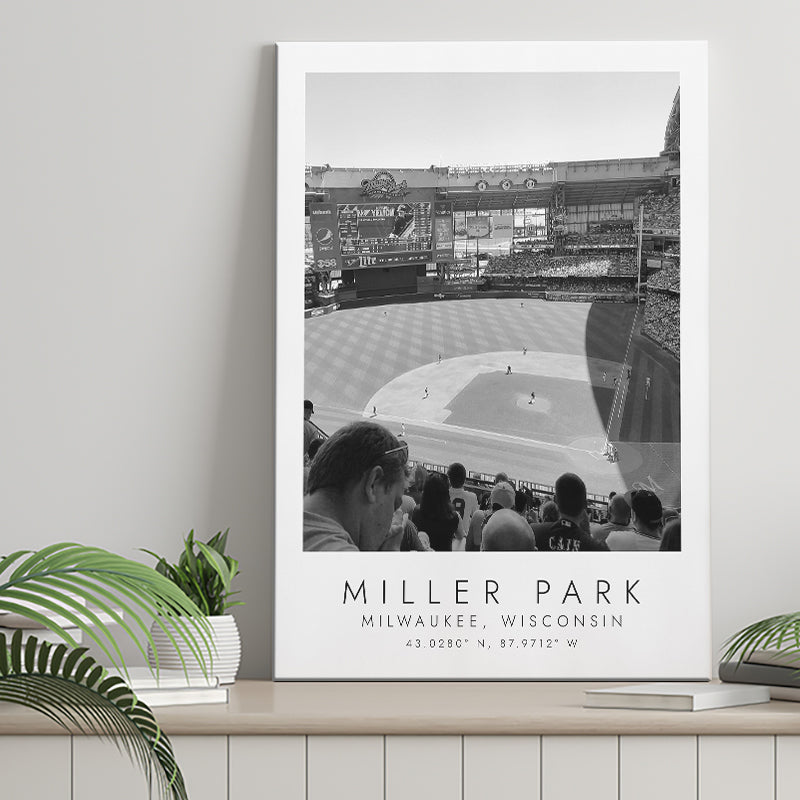 Miller Park Milwaukee Brewers Baseball Lovers Black And White Art Canvas Prints Wall Art Home Decor