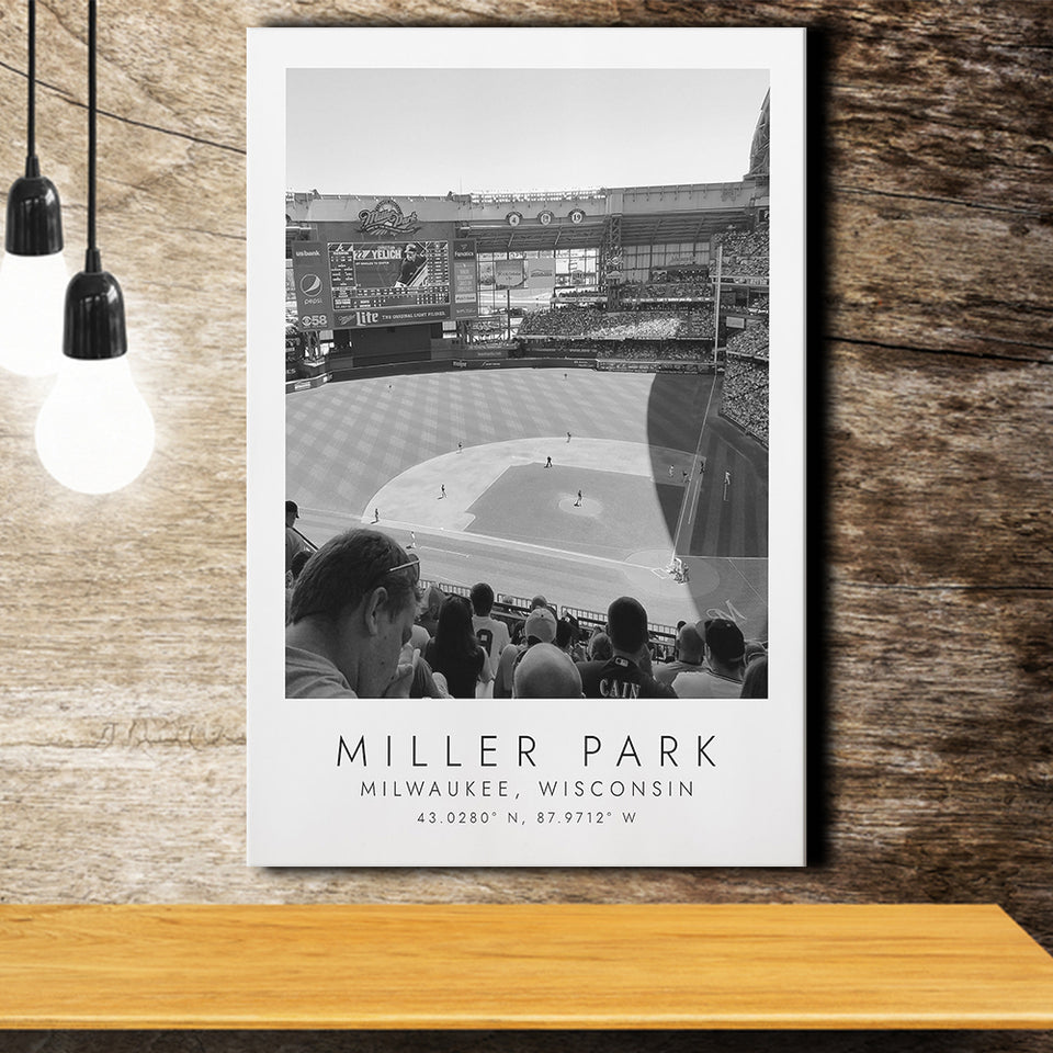 Miller Park Milwaukee Brewers Baseball Lovers Black And White Art Canvas Prints Wall Art Home Decor