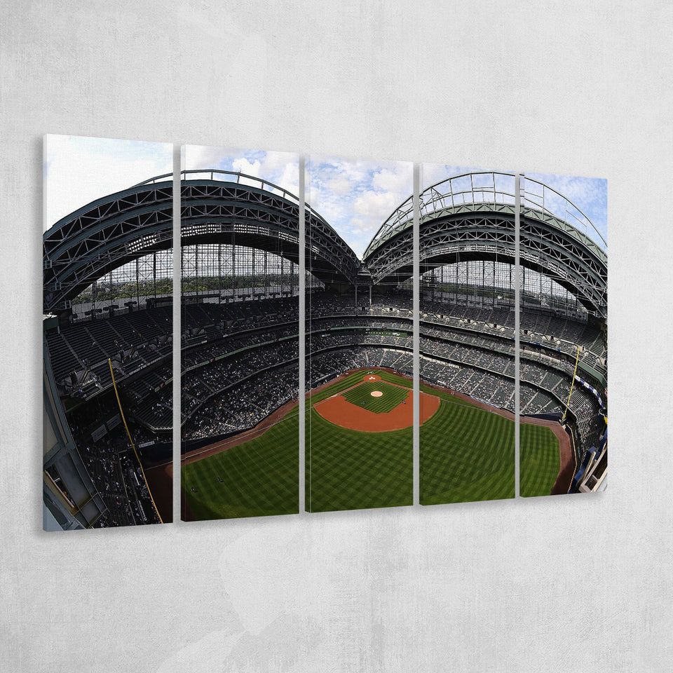 Miller Park Milwaukee Wisconsin, Stadium Canvas, Sport Art, Gift for him, Multi Panels B, Canvas Prints Wall Art Decor