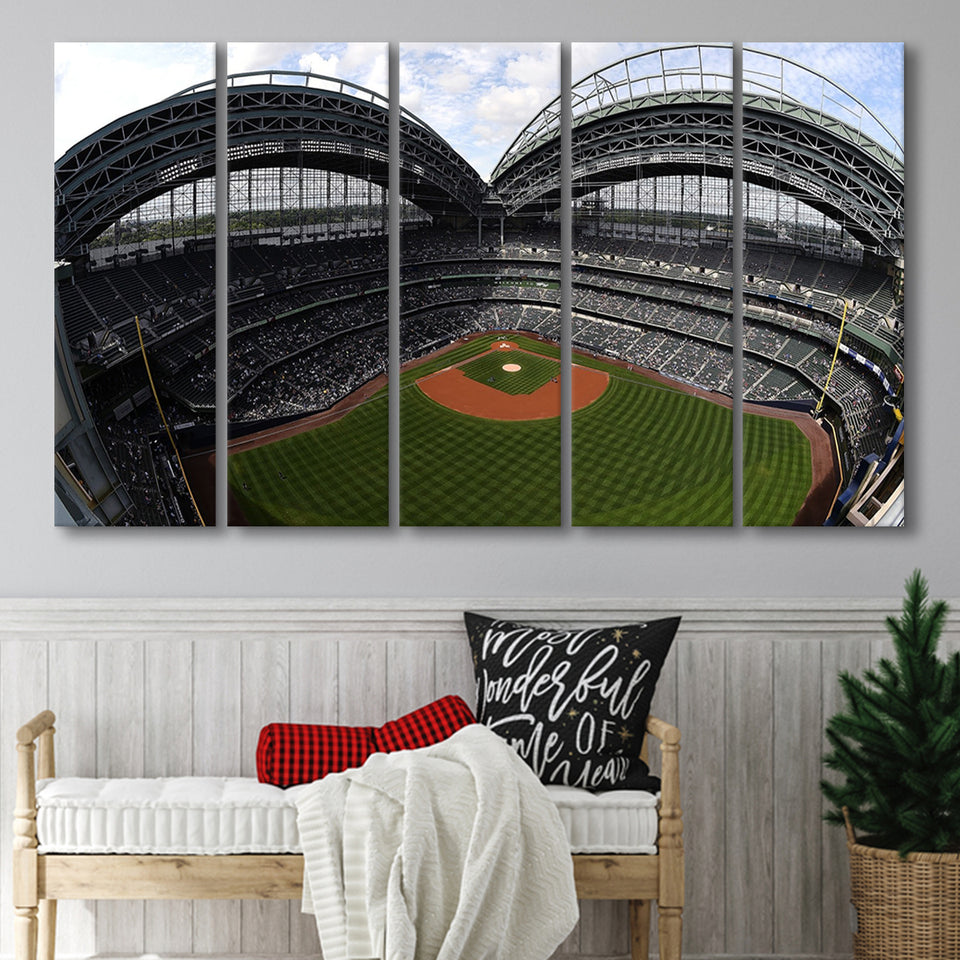 Miller Park Milwaukee Wisconsin, Stadium Canvas, Sport Art, Gift for him, Multi Panels B, Canvas Prints Wall Art Decor