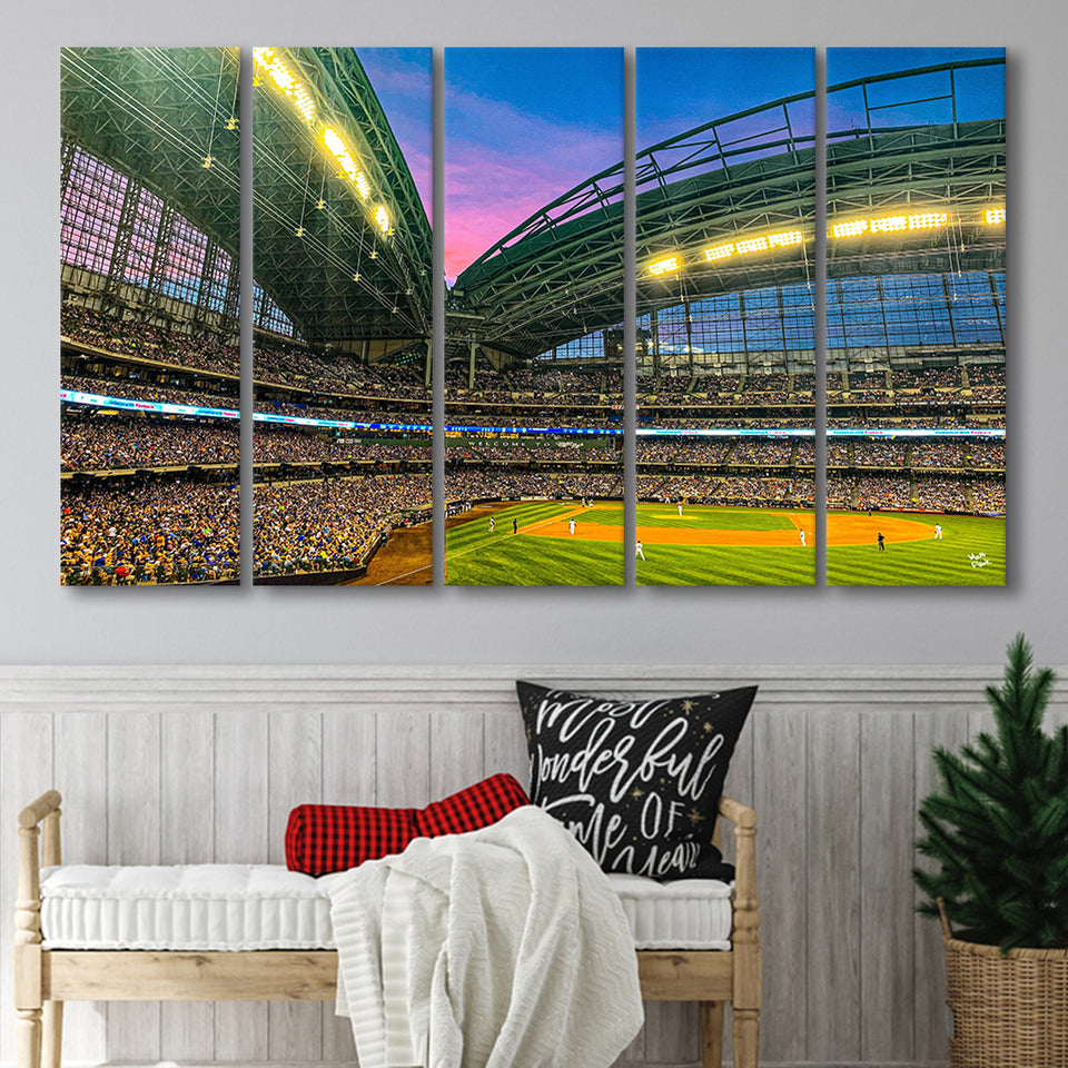 Miller Park Stadium, Stadium Canvas, Sport Art, Gift for him, Multi Panels B, Canvas Prints Wall Art Decor