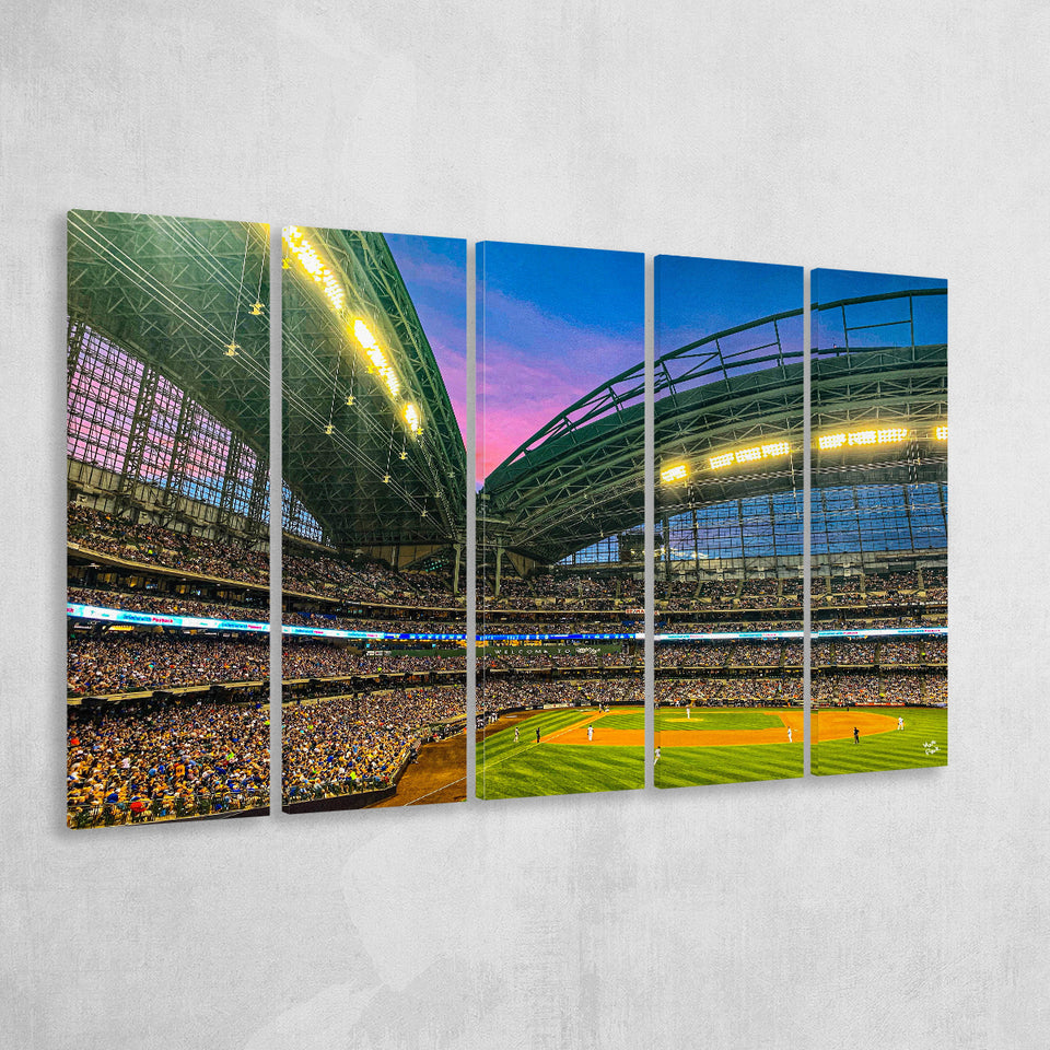 Miller Park Stadium, Stadium Canvas, Sport Art, Gift for him, Multi Panels B, Canvas Prints Wall Art Decor