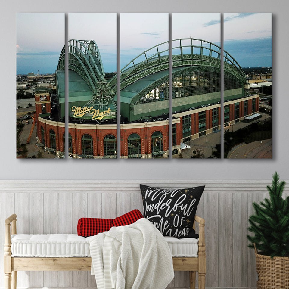 Miller Park Stadium in Milwaukee, Stadium Canvas, Sport Art, Gift for him, Multi Panels B, Canvas Prints Wall Art Decor