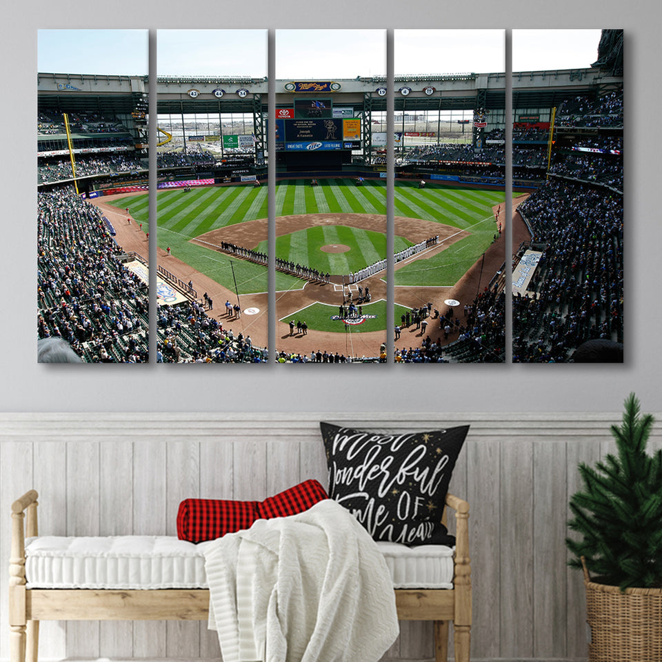 Miller Park at Bleacher View, Stadium Canvas, Sport Art, Gift for him, Multi Panels B, Canvas Prints Wall Art Decor