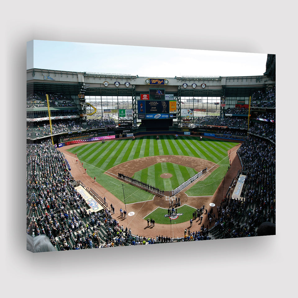 Miller Park at Bleacher View, Stadium Canvas, Sport Art, Gift for him, Fan Gift, Canvas Prints Wall Art Decor