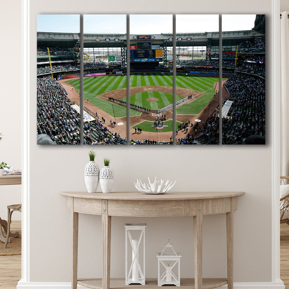 Miller Park at Bleacher View, Stadium Canvas, Sport Art, Gift for him, Multi Panels B, Canvas Prints Wall Art Decor