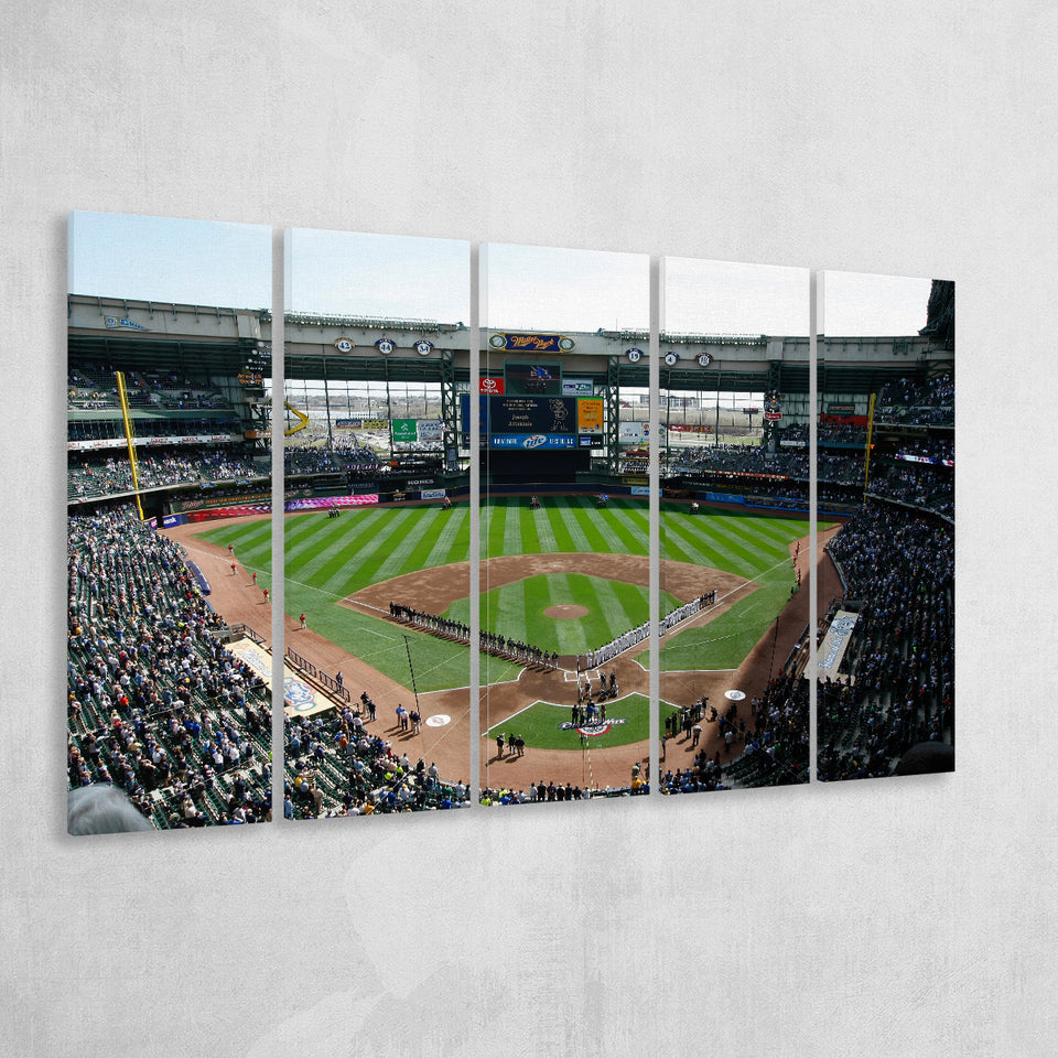 Miller Park at Bleacher View, Stadium Canvas, Sport Art, Gift for him, Multi Panels B, Canvas Prints Wall Art Decor