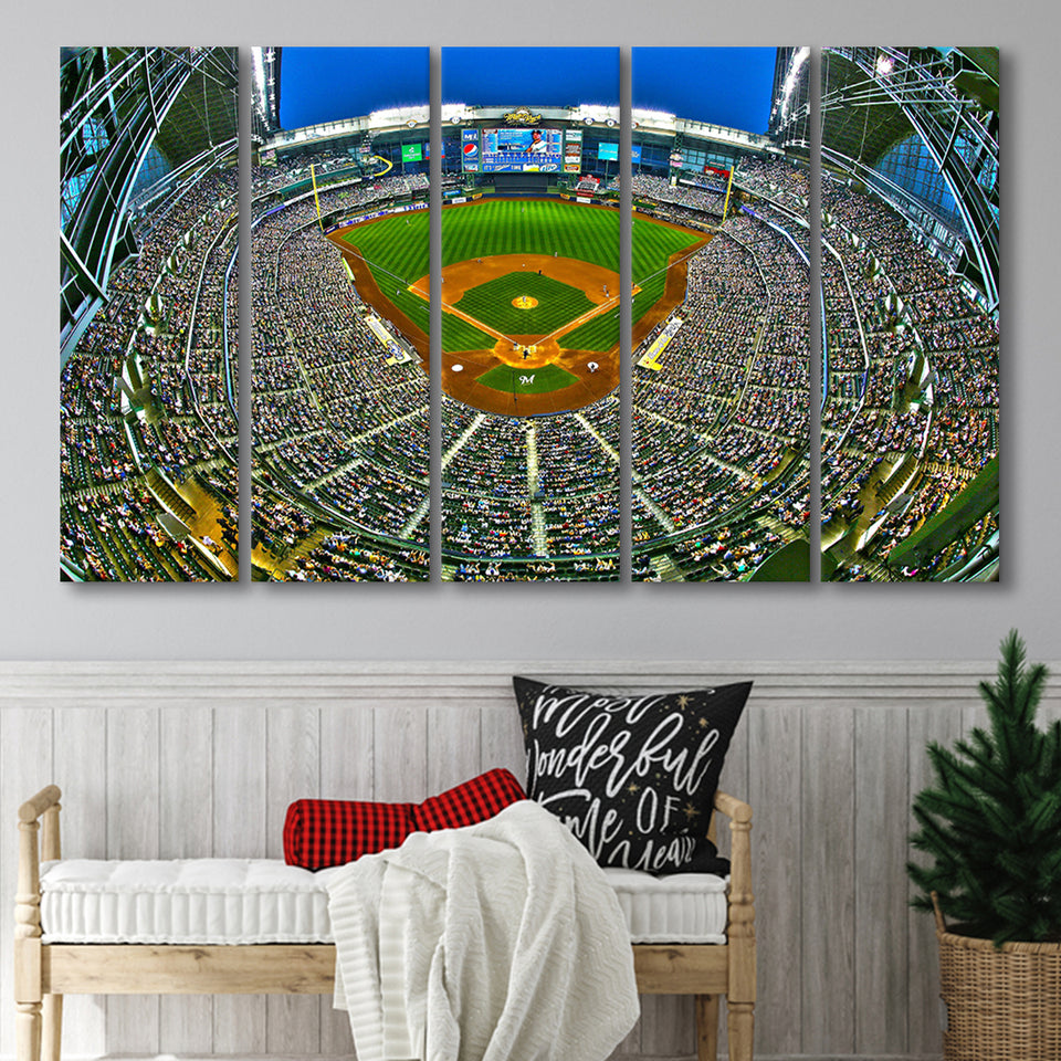 Miller Park in Wisconsin, Stadium Canvas, Sport Art, Gift for him, Multi Panels B, Canvas Prints Wall Art Decor
