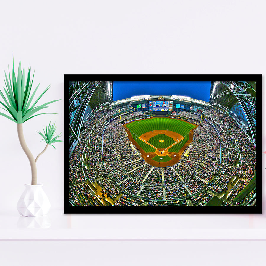 Miller Park in Wisconsin, Stadium Canvas, Sport Art, Gift for him, Framed Art Prints Wall Art Decor, Framed Picture