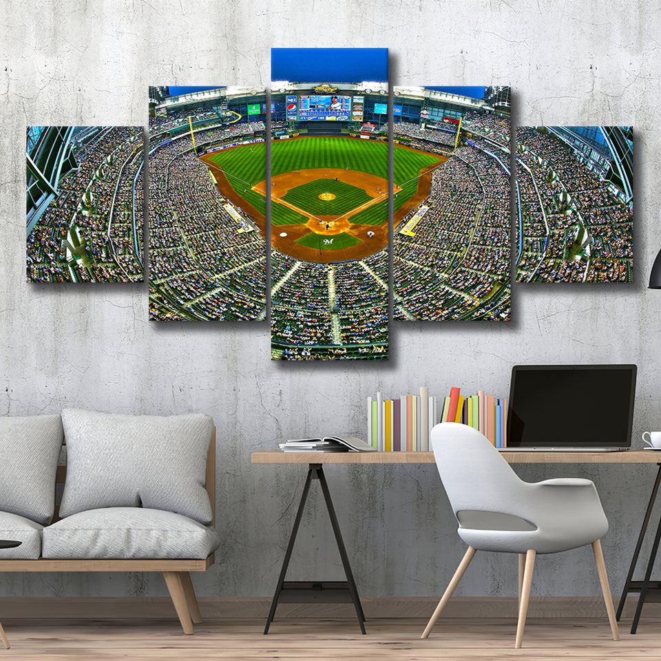 Miller Park in Wisconsin, Stadium Canvas, Sport Art, Large Canvas, Multi Panels, Canvas Prints Wall Art Decor