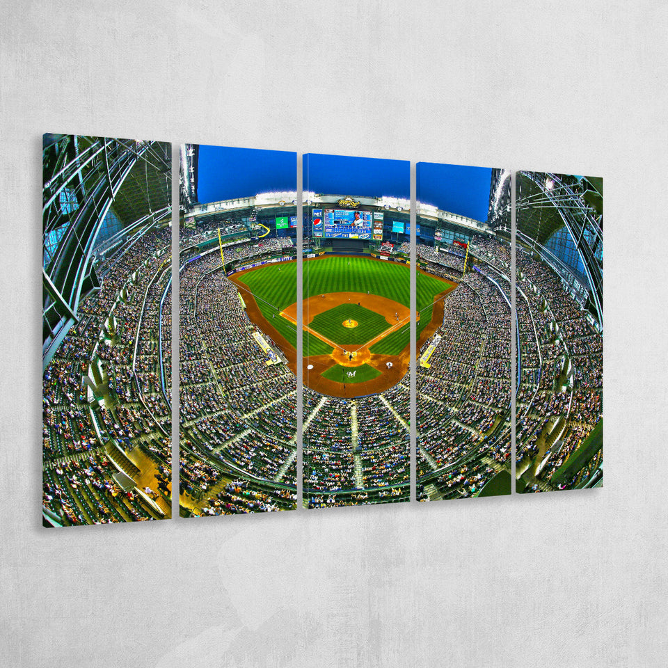 Miller Park in Wisconsin, Stadium Canvas, Sport Art, Gift for him, Multi Panels B, Canvas Prints Wall Art Decor