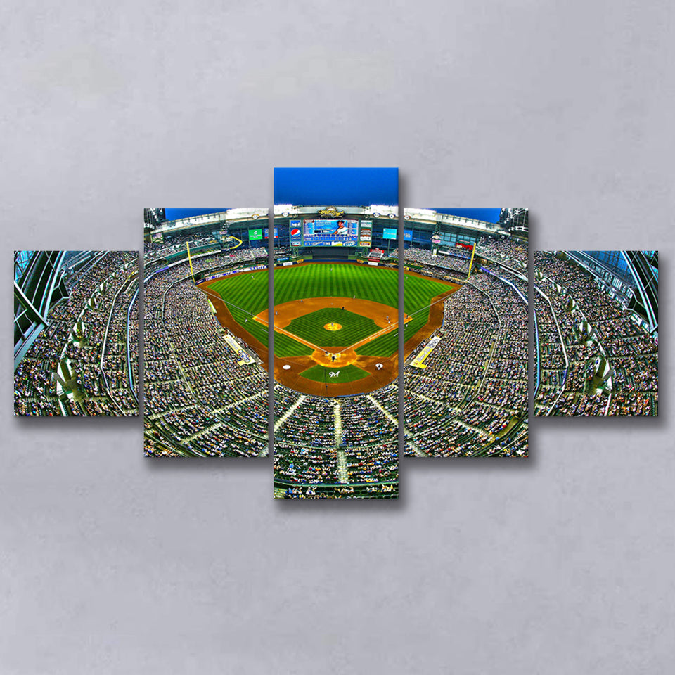 Miller Park in Wisconsin, Stadium Canvas, Sport Art, Large Canvas, Multi Panels, Canvas Prints Wall Art Decor