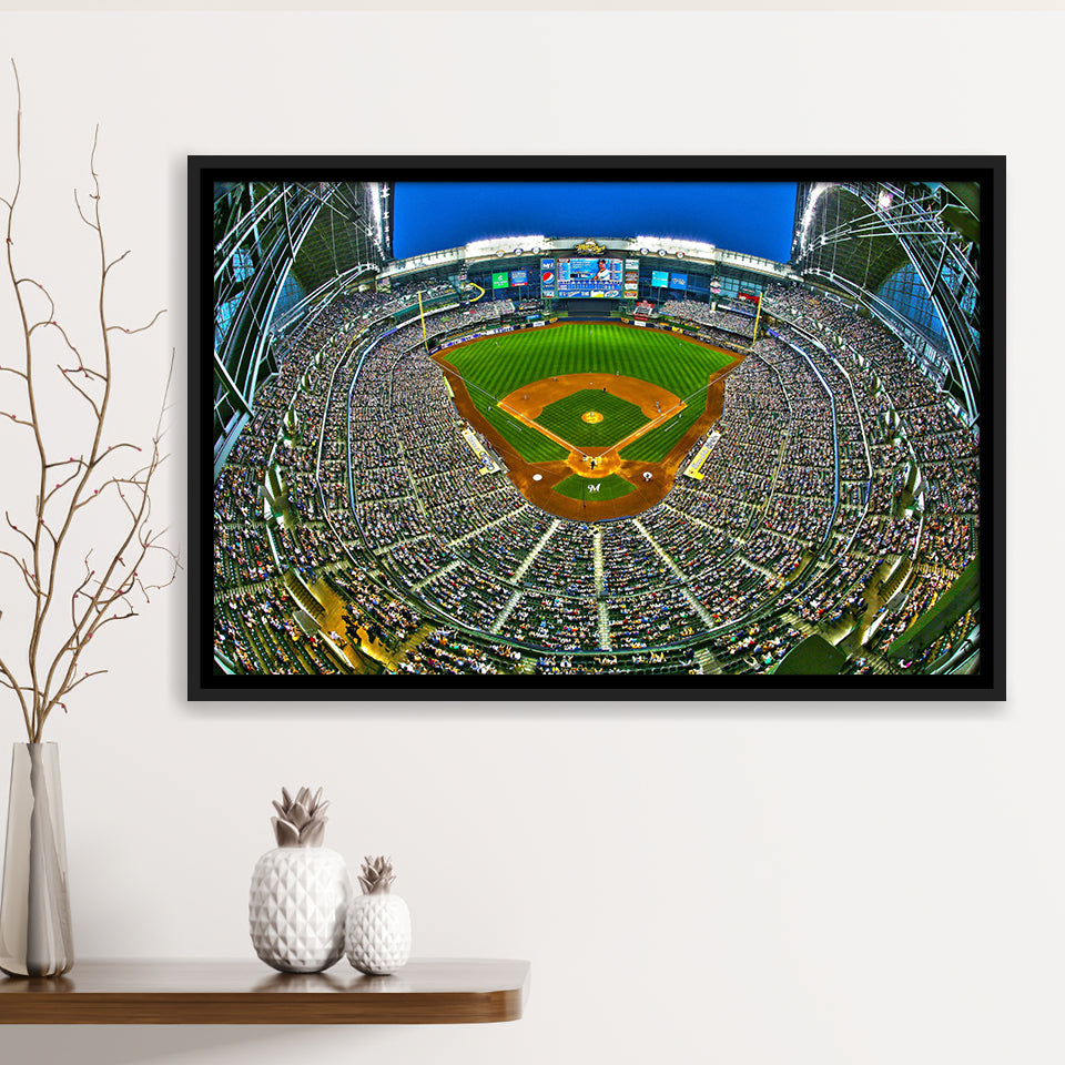 Miller Park in Wisconsin, Stadium Canvas, Sport Art, Gift for him, Framed Canvas Prints Wall Art Decor, Framed Picture