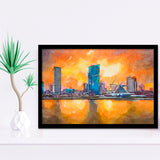 Milwaukee Wisconsin Usa Downtown City Skyline V1 City Art Watercolor Framed Art Prints Wall Art Decor,Framed Picture