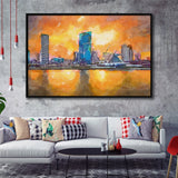 Milwaukee Wisconsin Usa Downtown City Skyline V1 City Art Watercolor Framed Canvas Prints Wall Art Home Decor,Floating Frame