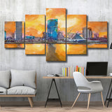 Milwaukee Wisconsin Usa Downtown City Skyline V1 5 Pieces Mixed Canvas Prints Wall Art Home Decor