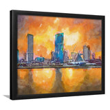 Milwaukee Wisconsin Usa Downtown City Skyline V1 City Art Watercolor Framed Art Prints Wall Art Decor,Framed Picture
