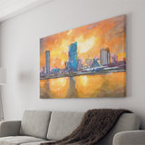Milwaukee Wisconsin Usa Downtown City Skyline V1 City Art Watercolor Canvas Prints Wall Art Home Decor, Large Canvas