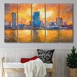 Milwaukee Wisconsin Usa Downtown City Skyline V1 5 Pieces Extra Large Canvas Prints Wall Art Home Decor